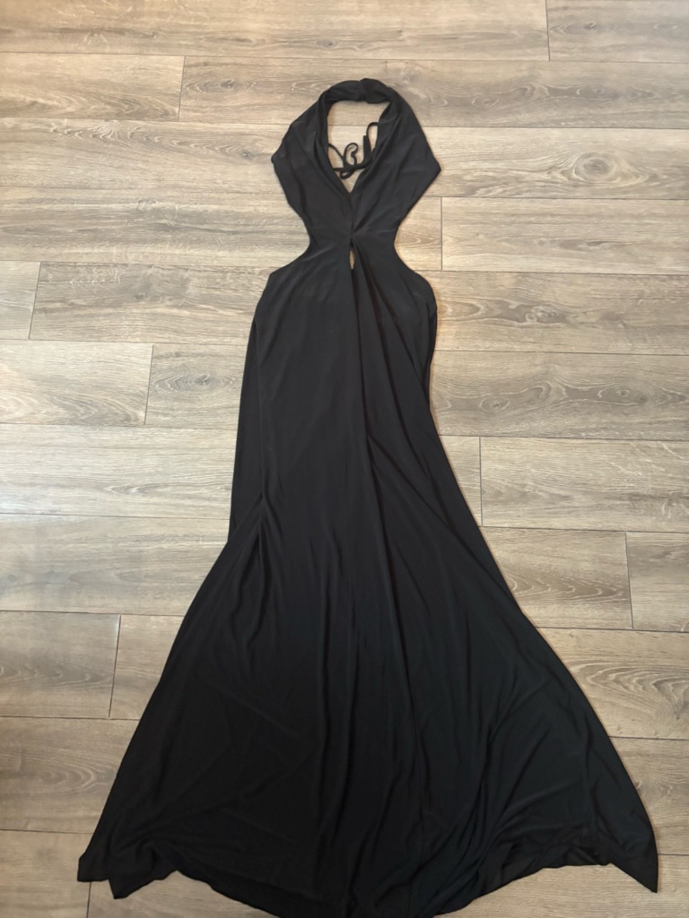 Vintage Forever 21 Black Halter Cutout Maxi Dress -